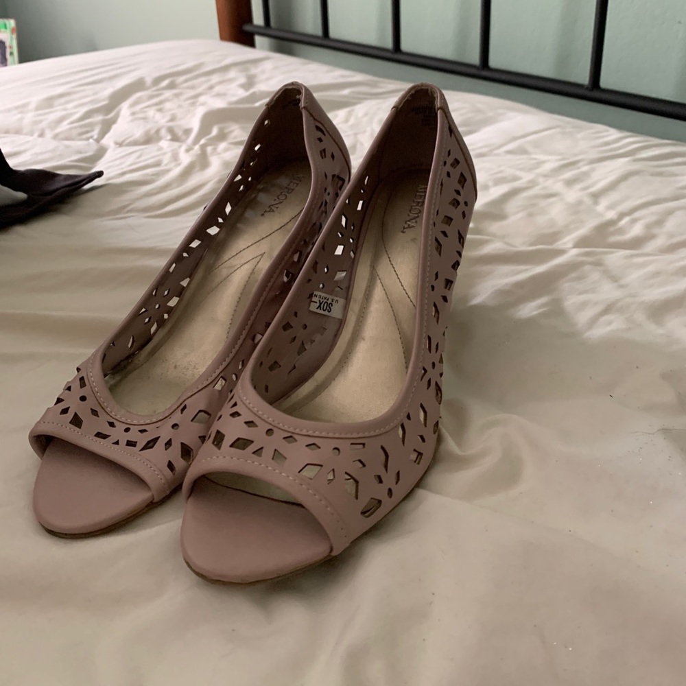 💜Purple Open Toed Wedge Heels